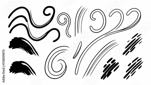 Abstract artistic brush strokes doodles set scalable vector graphics for creative designs