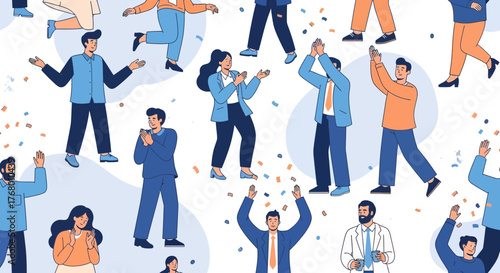 Diverse group celebrating success with confetti, symbolizing joy and achievement and collaboration