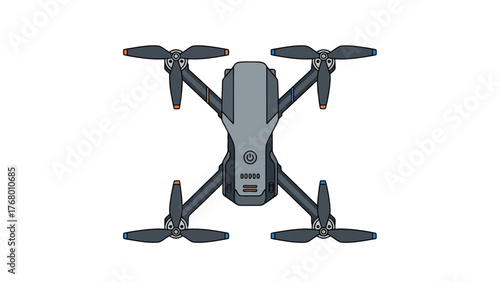 Vector illustration of a drone equipped with a GPS module, isolated on a pure white background.