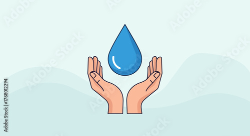 Symbolic illustration of hands cupping a water drop emphasizing conservation and scarcity resources