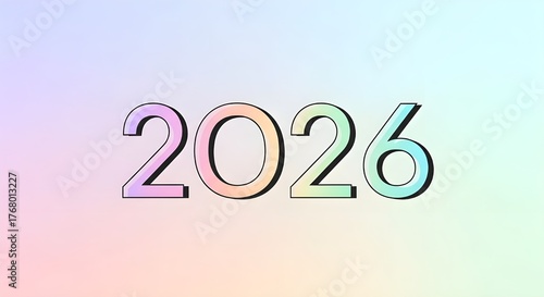 The year 2026 with a colorful gradient isolated on white background