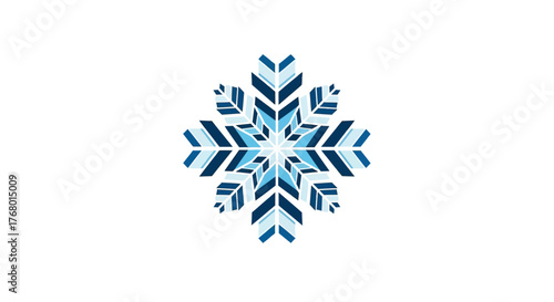 Geometric snowflake design with blue hues offers a modern aesthetic for winter concepts