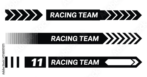 Black Arrow Car Stripe and Racing Decal Vector Set – Collection of minimalist racing lines, vinyl sticker designs, and sport-inspired automotive decorations for modern car wraps and graphic design.