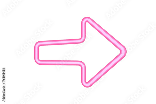 Pink neon glowing arrow sign pointing right