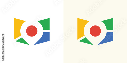 A modern logo combining a map pin and map shape, symbolizing location, navigation, and travel destination.