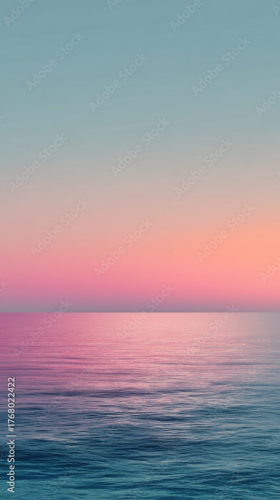 Obraz premium Serene Sunset Over Calm Ocean Waters with Gentle Color Palette