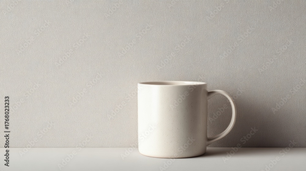 Obraz premium Minimalist White Ceramic Coffee Mug on Light Background