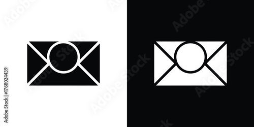 Duotone Mail Envelope Icon with Circle Accent Design on Split Background