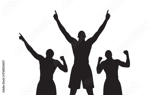 Silhouettes of people dancing and jumping vector illustration