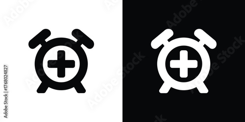 Isolated of Alarm clock with plus sign, medical icon, transparent design