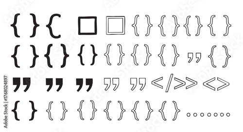 Curly bracket isolated on white background for use in graphic design