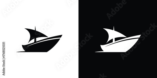 Monochrome Boat with Transparent Background Design for Symbol