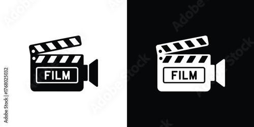 Movie clapperboard with film word transparent for filmmaking industry