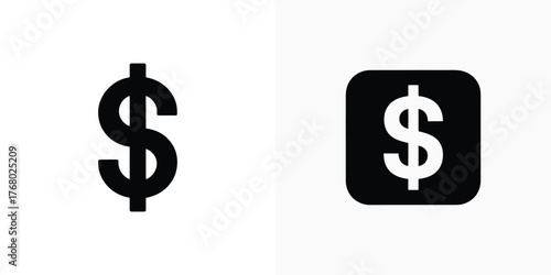 Two black dollar symbols a standard glyph and one within a square