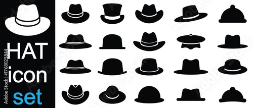 Hat Vector Collection On White Background. cowboy hat icon, Horse ride hat icon vector. retro western fashion hat. Vector illustration. 