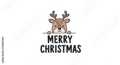 Adorable Christmas deer with festive greeting for holiday joy, perfect for seasonal cards and cheerful designs to spread the Christmas spirit and cheer