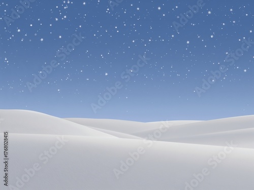 Wallpaper Mural Winter landscape with white snow drifts under a blue sky. Snowflakes falling in a simple, serene scene. Torontodigital.ca
