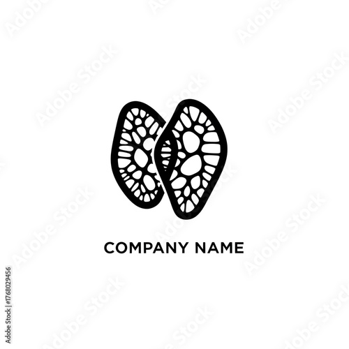 Abstract depiction of two interconnected organic shapes with intricate internal patterns.