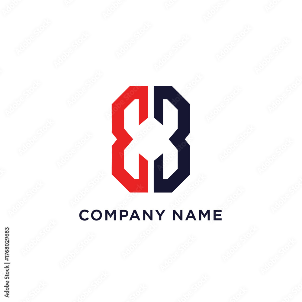 Obraz premium Abstract Logo Design Featuring Interlocking Shapes in Red and Blue.