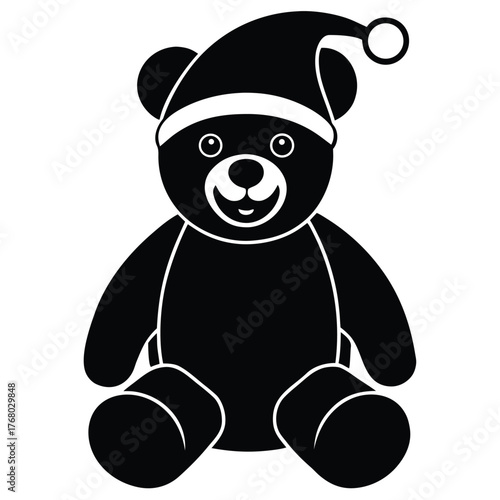 teddy bear in santa hat vector icon