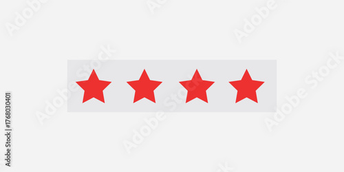 five star customer product review icon. red 4star rating feedback for website, app, ui design.