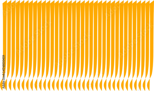 Abstract orange curved lines forming a vertical optical illusion on a white background, creating a modern geometric pattern with depth, rhythm, and motion.