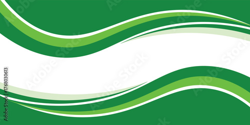 Abstract White and Green wave wide background banner