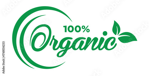 100% Organic icon, logo, tags design illustration.