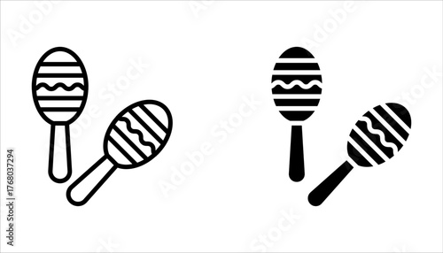 Maracas icon set, music and instrument sign on white background