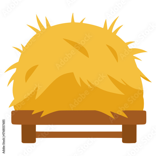 haystack on a wooden palette flat color vector illustration template design