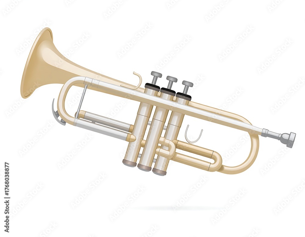 Fototapeta premium A detailed, golden-toned musical instrument with valves and a bell