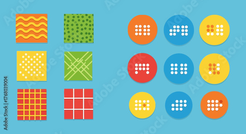 Colorful Pattern and Braille Icon Set for Accessibility and Design.