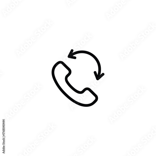 Simple outline icon of a telephone handset with a circular arrow