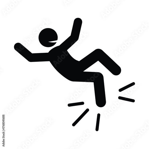 Stick figure falling down after tripping over object