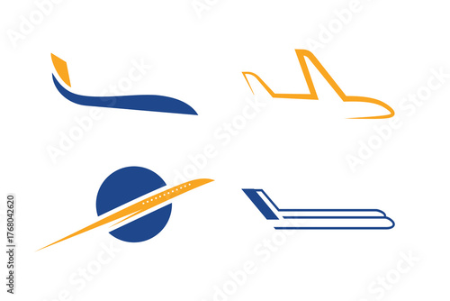 Plane airplane icon flat abstract logo set graphic