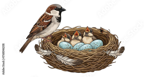 bird nest with eggs