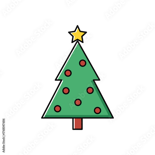 Christmas tree with star for holiday design