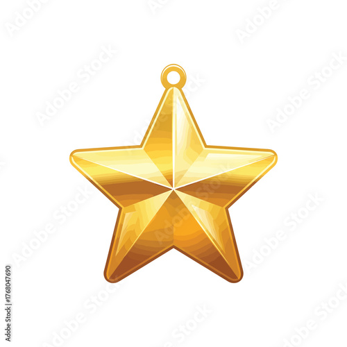 Shiny golden star ornament for christmas design
