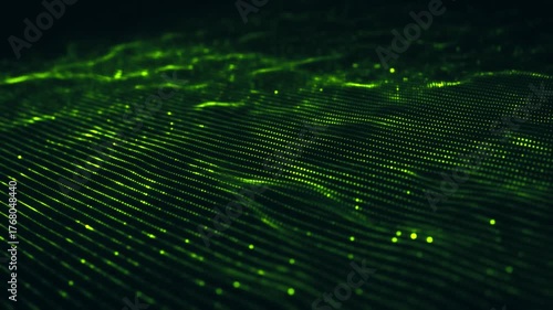 Futuristic green digital pattern of binary code and light for a technology background