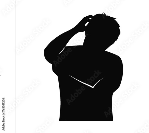 Silhouette of a person scratching their head symbolic representation of confusion and frustration