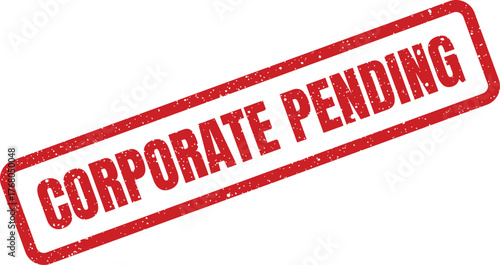 A red rectangular textured stamp effect showing corporate pending status for documents or approvals