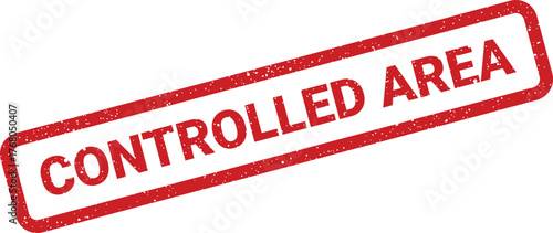 A rustic red rubber stamp clearly displaying the text CONTROLLED AREA with a distinct weathered appearance