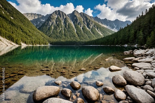 Pristine Alpine Lake with Mountain Reflections