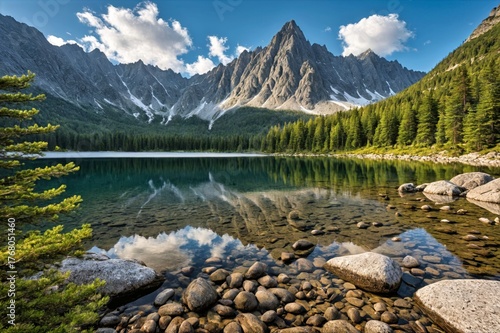 Pristine Alpine Lake with Mountain Reflections