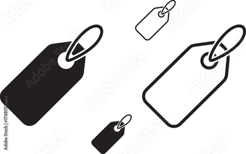 Two price tags one filled black and one outline for shopping and retail concepts