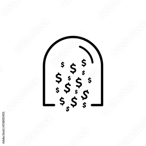 Money pouring out of a vault representing financial success and wealth.