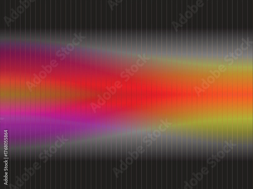 Abstract vibrant gradient of purple pink red orange and yellow colors with a subtle vertical line pattern on a dark background