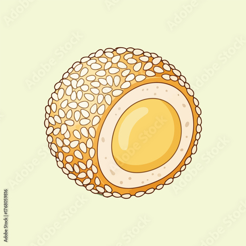 Delicious Sesame Ball Dessert with Creamy Filling.