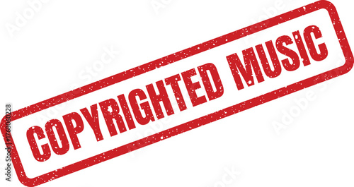 Official looking distressed stamp featuring the phrase COPYRIGHTED MUSIC positioned diagonally, indicating exclusive ownership status