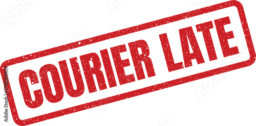Official looking grunge texture rubber stamp marking an urgent courier late status warning for packages